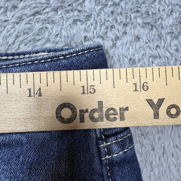 Miss Me Jeans 29 (30x31) Boot Distressed Embellished Raw Hem Cut Ankles Whiskers - Picture 11 of 16